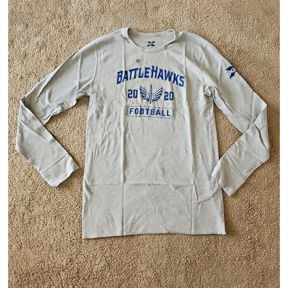 XFL St. Louis Battlehawks Gray Long Sleeve Thermal T-shirt Football Size L NEW